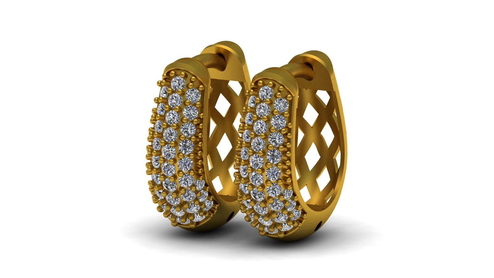 Premium Gold Diamond Bali Hoop Earrings 000009