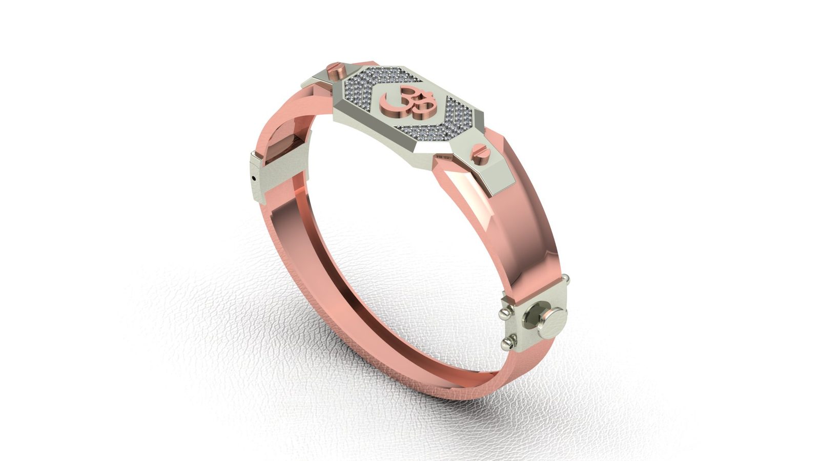 Premium Om Diamond-Studded Men's Two-Tone Bracelet 3D STL Model Available 171026