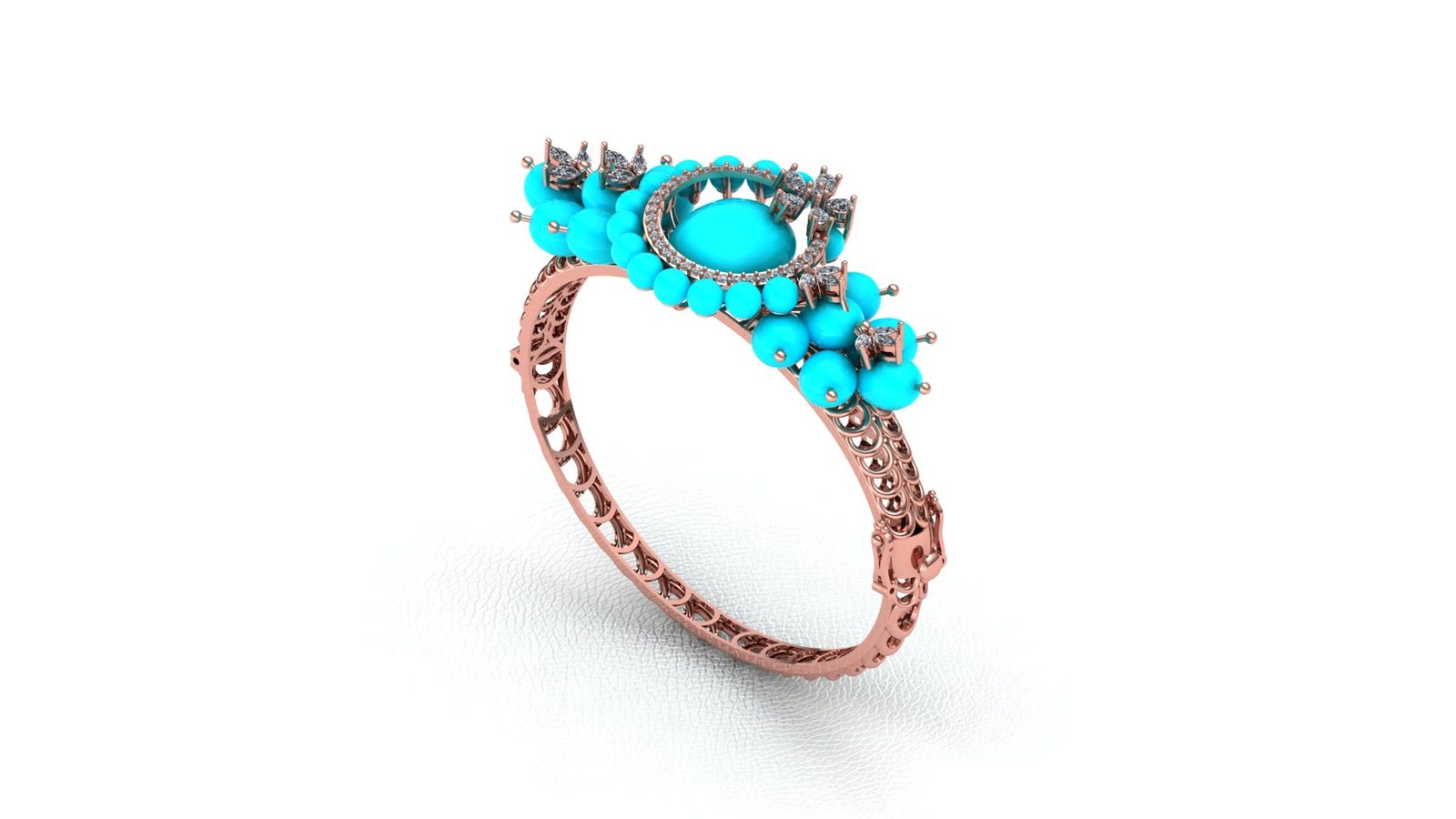 Turquoise Moti Rose Gold Designer Bracelet 3D Model Stl File Low Price 191026