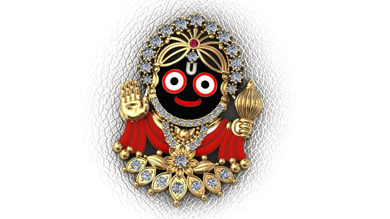 Shree Jagannath Dev Ji Gold Diamond Pendant – 3D STL Model Available 171026